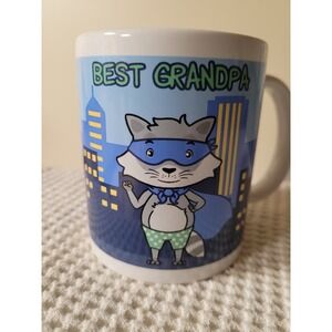 Best Grandpa Superhero Whimsical Raccoon Ceramic Coffee/Tea Mug R&K Sales 2019